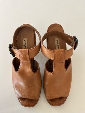 Paul Green Madonna 3" Stacked Heel Leather Peep Toe Ankle Strap Sandal